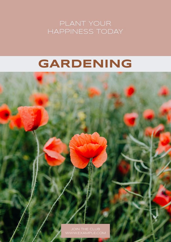 Gardening club poster template, editable text & design