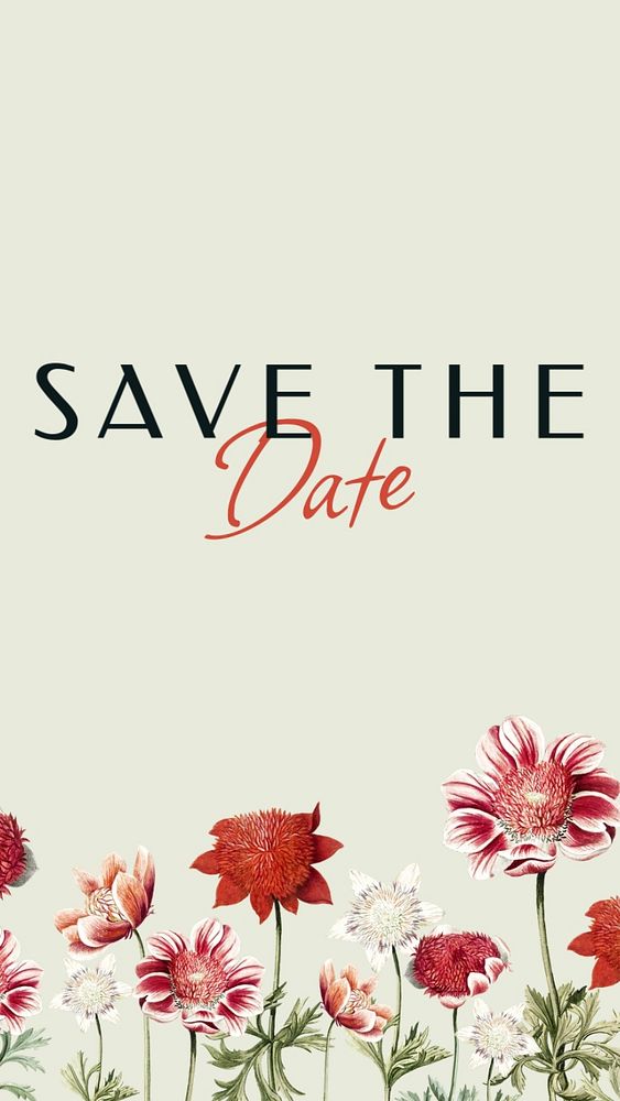 Save the date Instagram story template, editable text