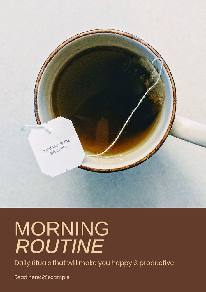 Morning routine poster template, editable text & design