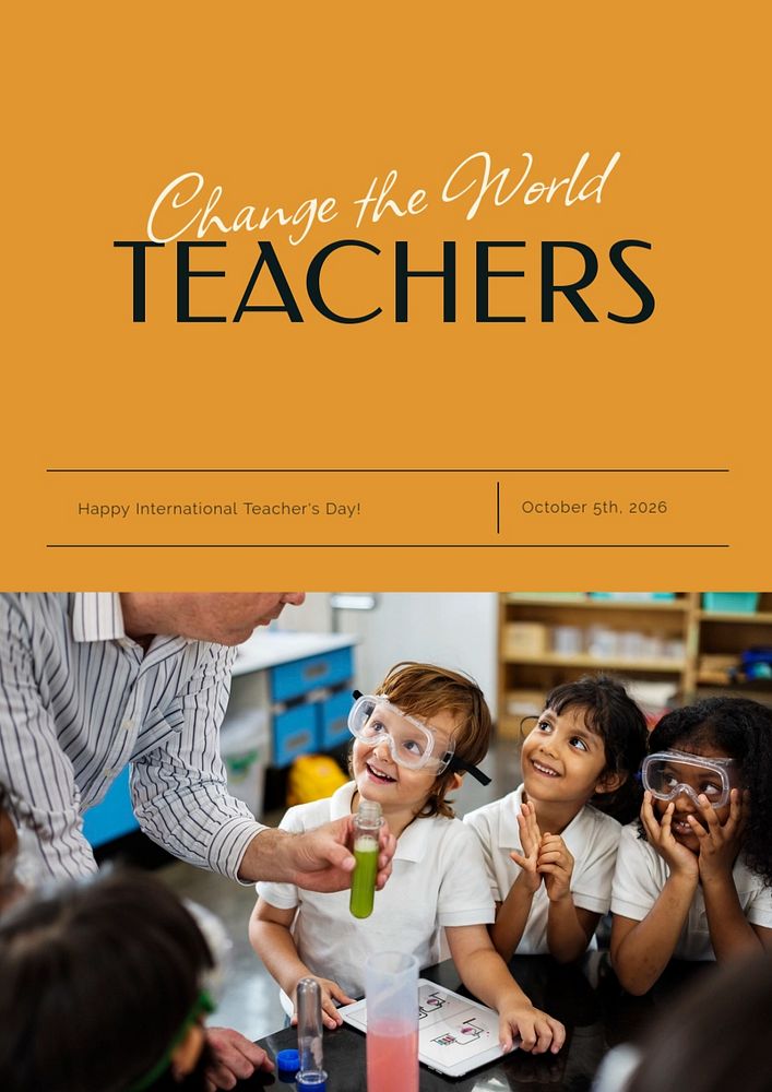 Teacher day poster template, editable text & design