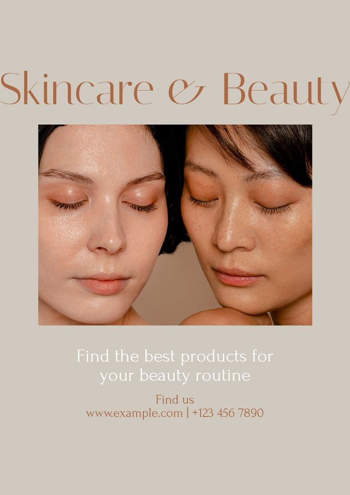 Skincare & beauty poster template, editable text & design