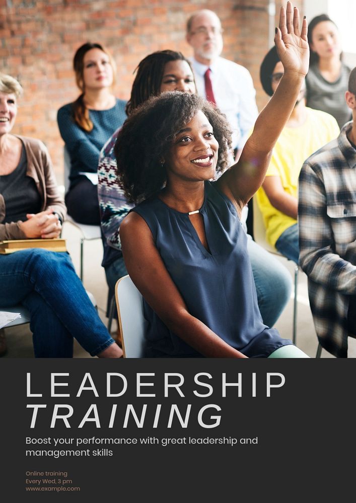 Leadership training poster template, editable text & design