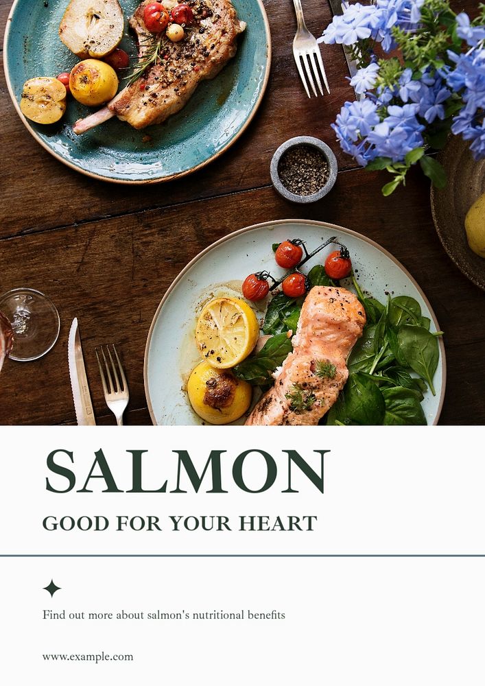 Salmon poster template, editable text & design