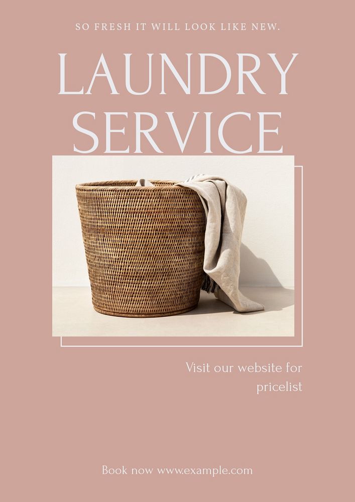 Laundry service poster template, editable text & design