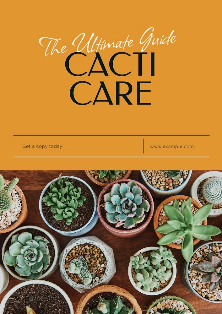 Cacti care book poster template, editable text & design