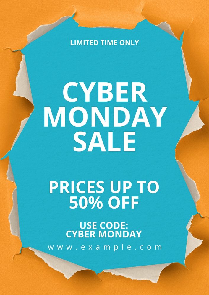 Cyber Monday sale poster template, editable text and design