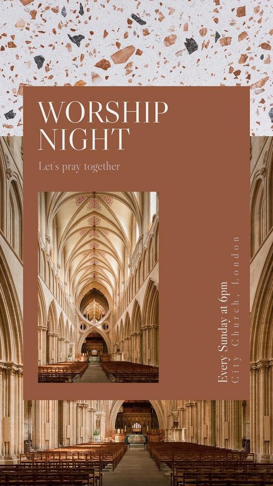 Worship night social story template, editable Instagram design