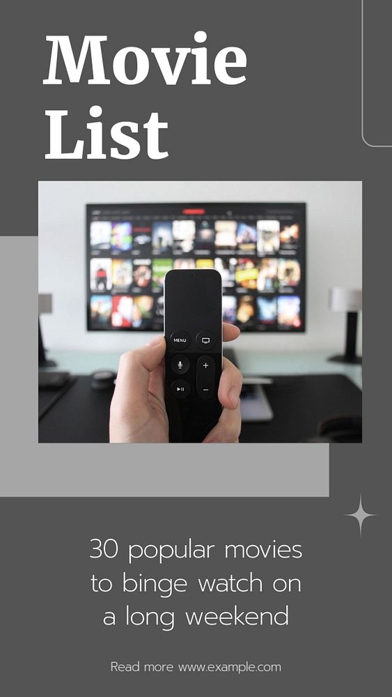 Movie list social story template, editable Instagram design