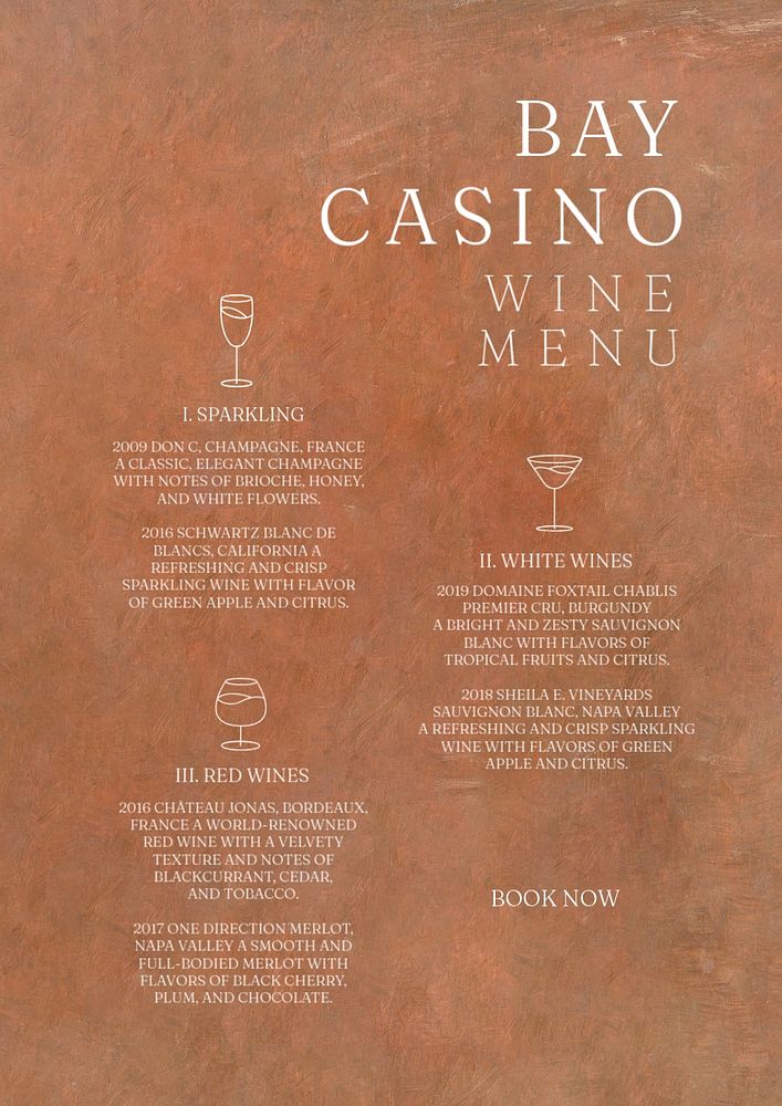 Wine menu poster template, editable text and design