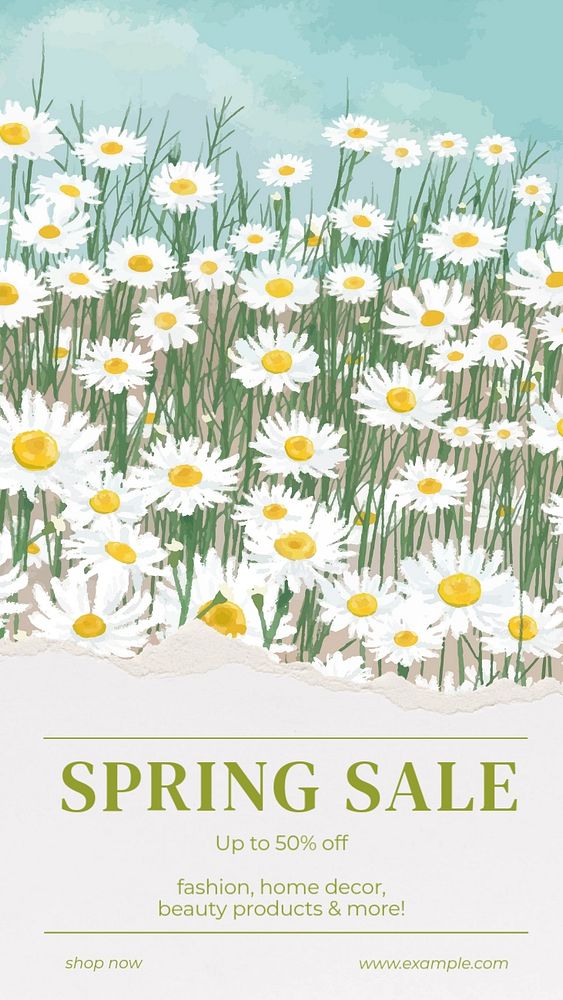 Spring sale social story template, editable Instagram design