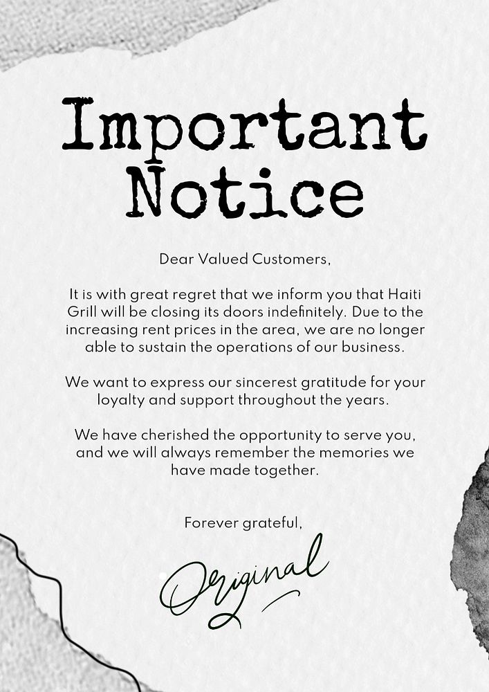 Important notice poster template, editable text