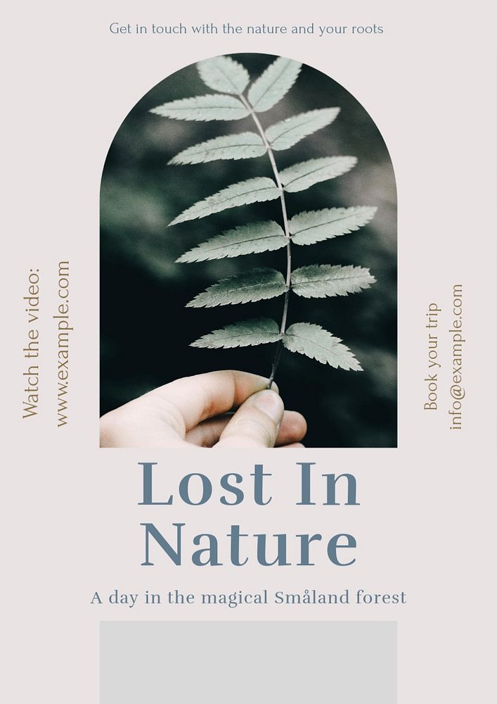 Lost in nature poster template, editable text & design