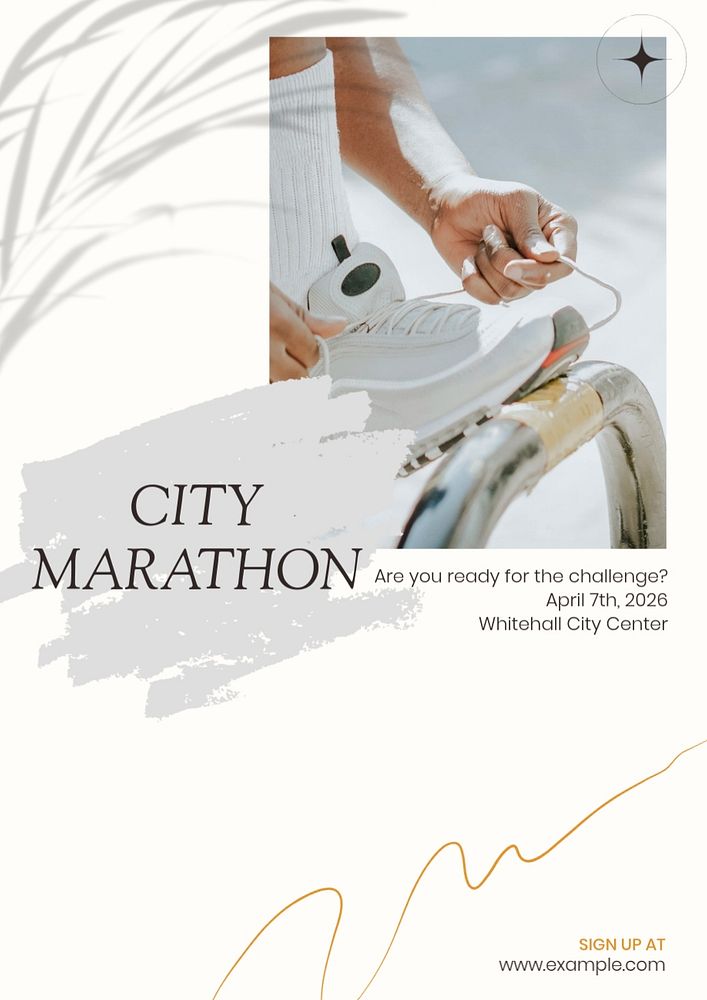 Marathon running poster template, editable text & design