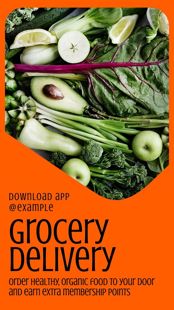 Grocery delivery social story template, editable Instagram design