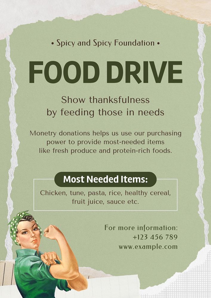 Food drive event editable poster template