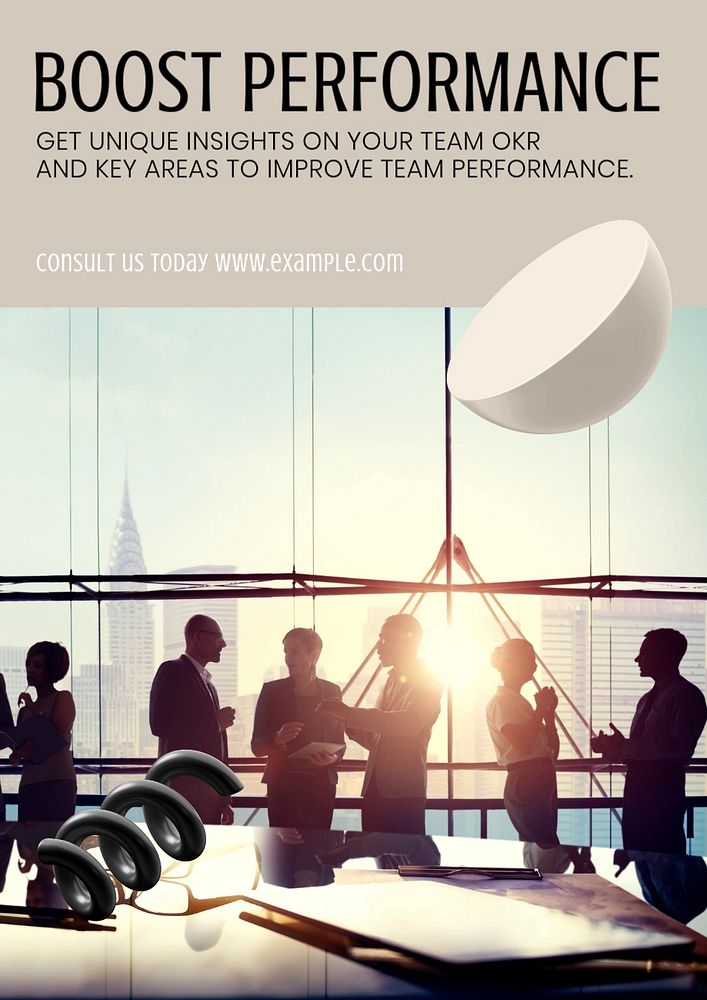 Team performance poster template, editable text & design