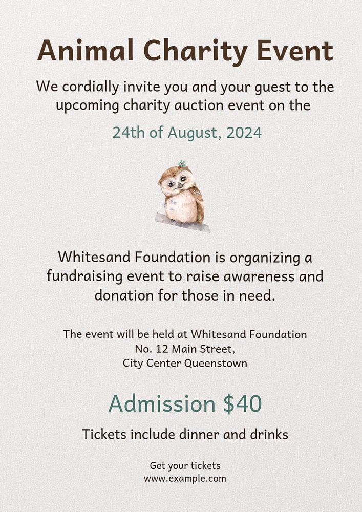 Animal charity event editable poster template