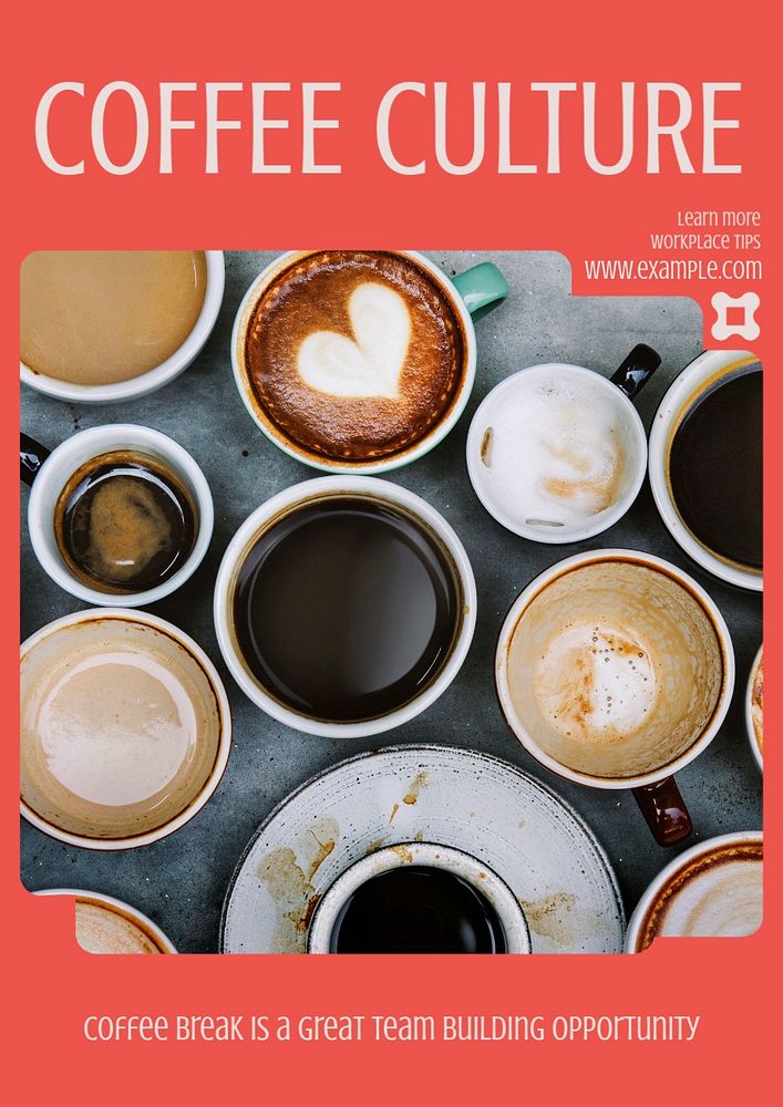 Coffee culture poster template, editable text & design