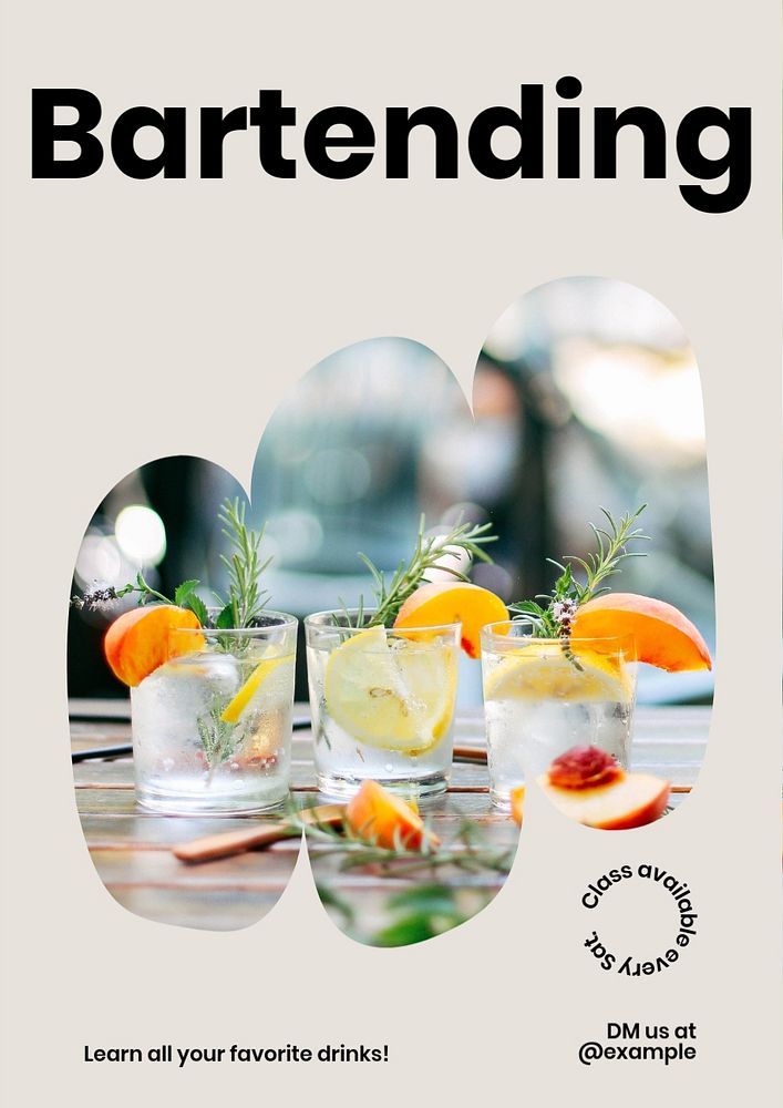 Bartending workshop poster template, editable text & design