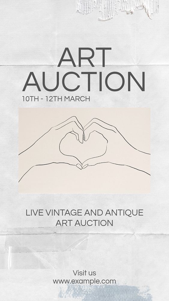 Art auction social story template, editable Instagram design