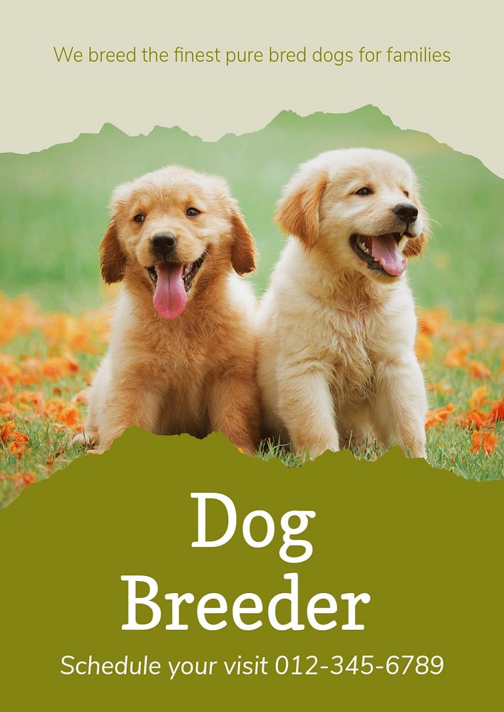 Dog breeder poster template, editable text & design