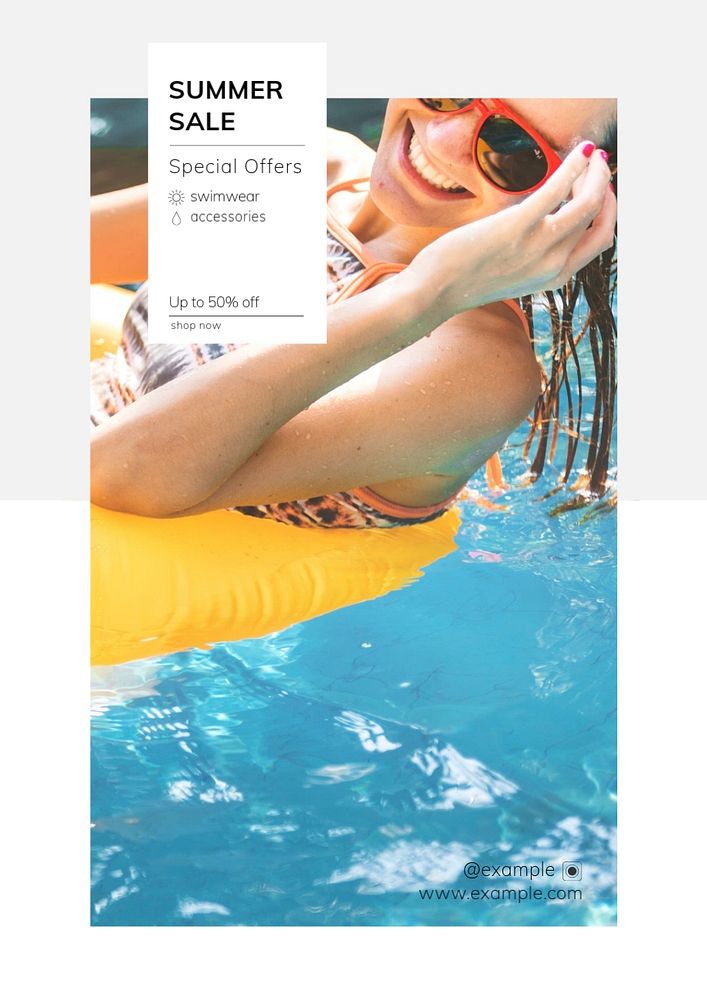 Summer sale poster template, editable text & design