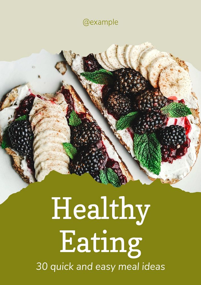 Healthy eating poster template, editable text & design