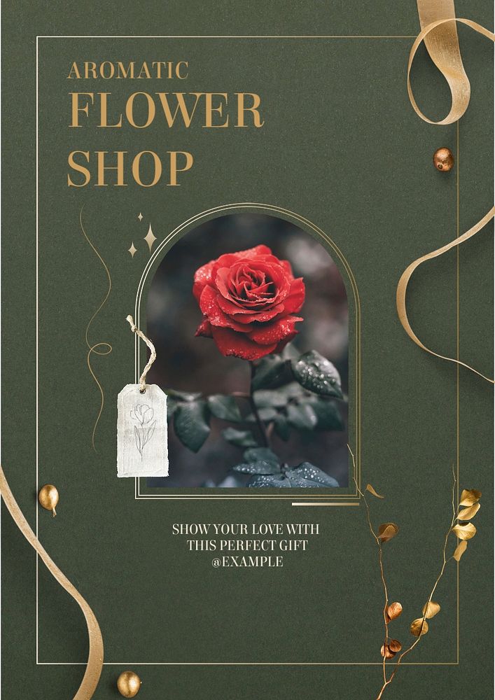 Fresh flowers poster template, editable text & design