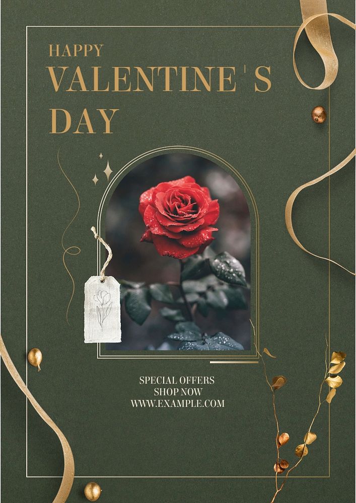 Valentine's day sale poster template, editable text & design