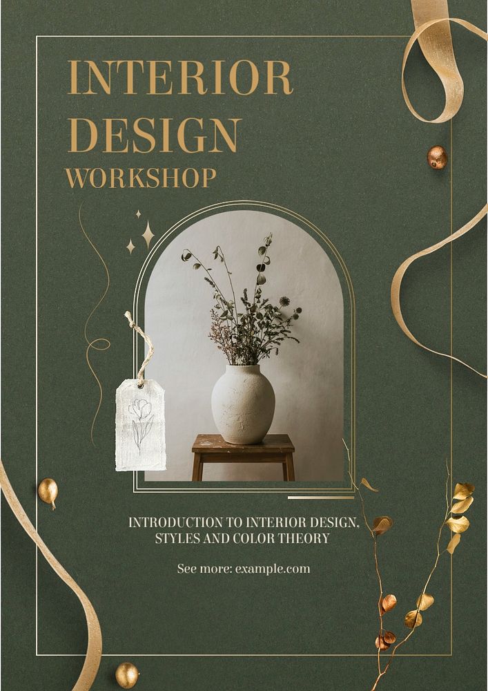 Interior design workshop poster template, editable text & design