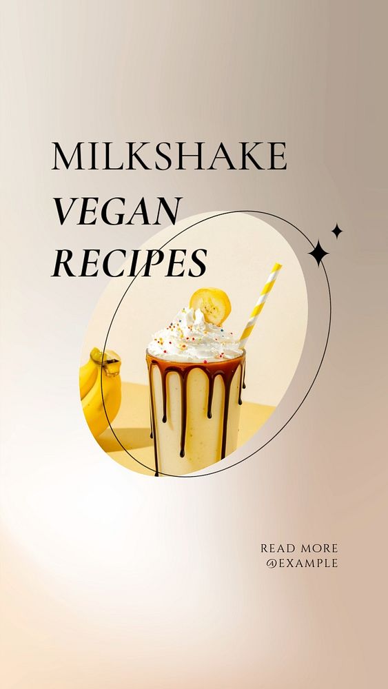 Vegan milkshake social story template, editable Instagram design