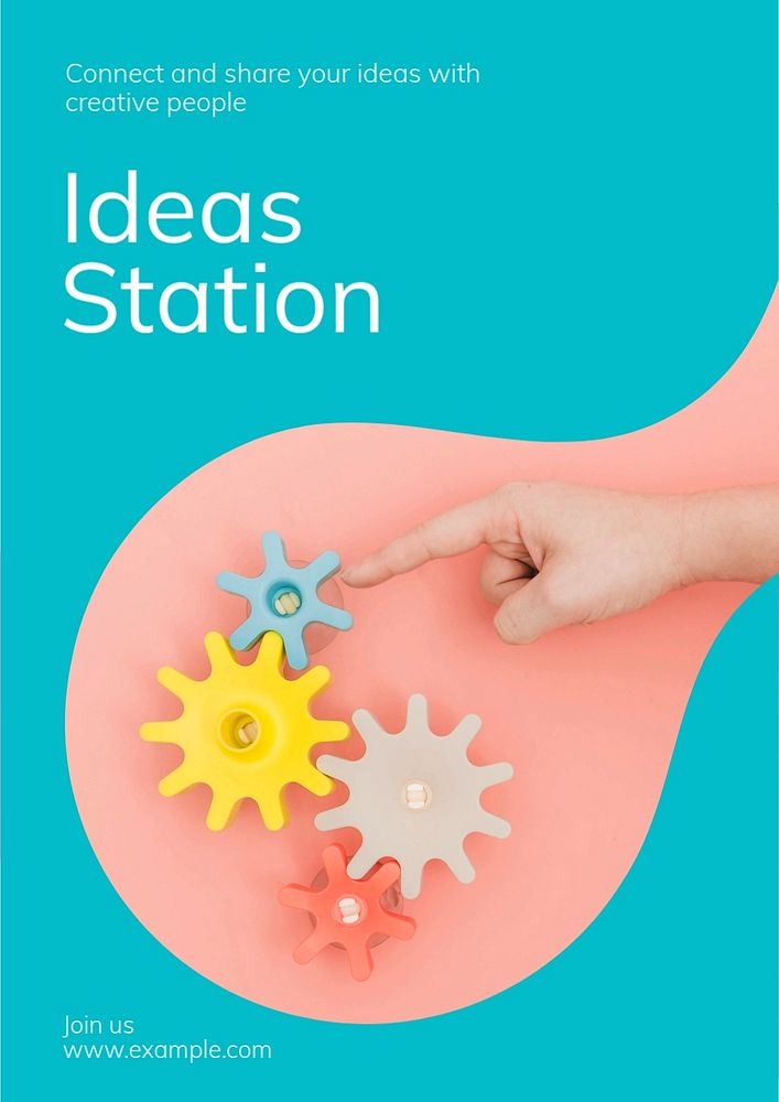 Ideas station poster template, editable text & design