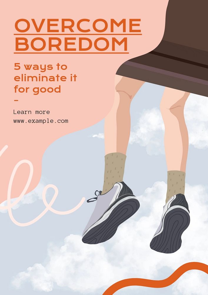 Overcome boredom poster template, editable text & design