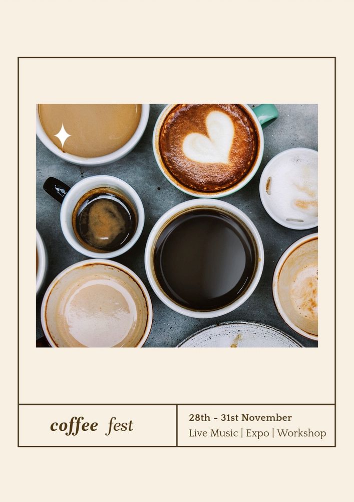 Coffee festival poster template, editable text & design