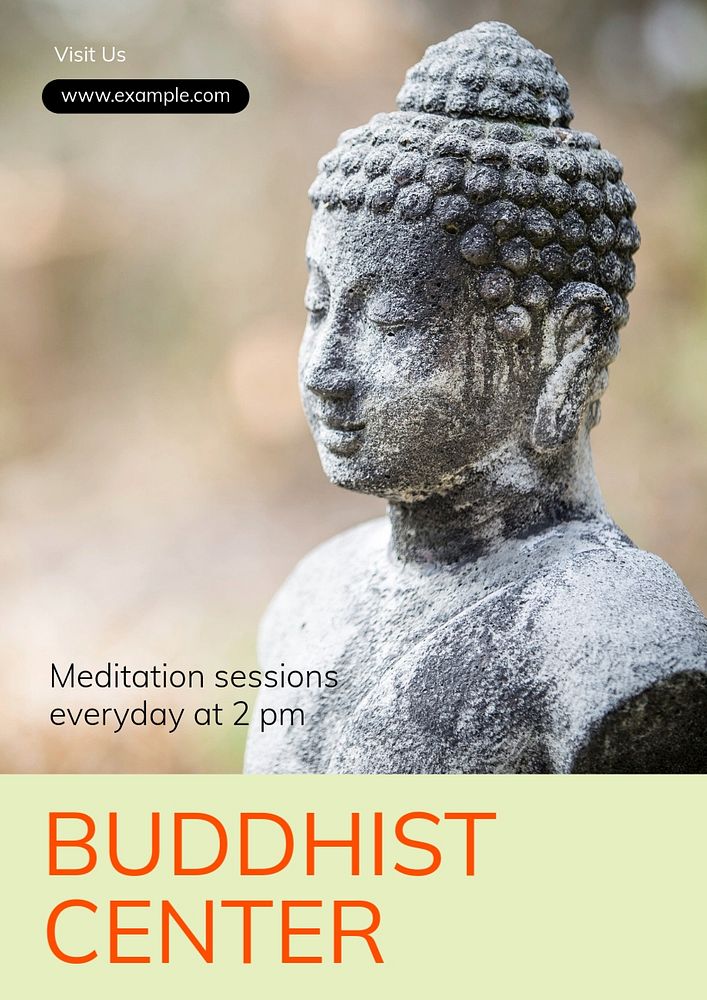 Buddhist center poster template, editable text & design