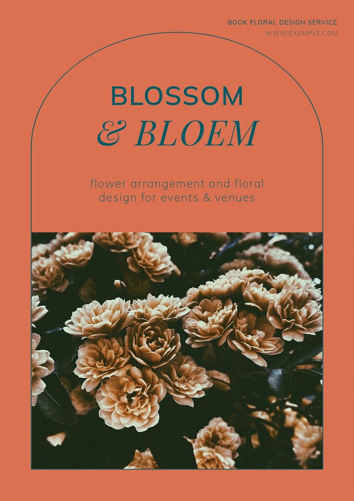 Flower shop poster template, editable text & design