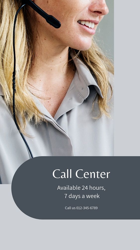 Call center social story template, editable Instagram design