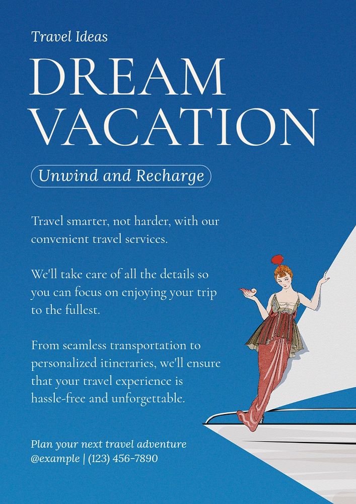 Vacation poster template, editable text and design