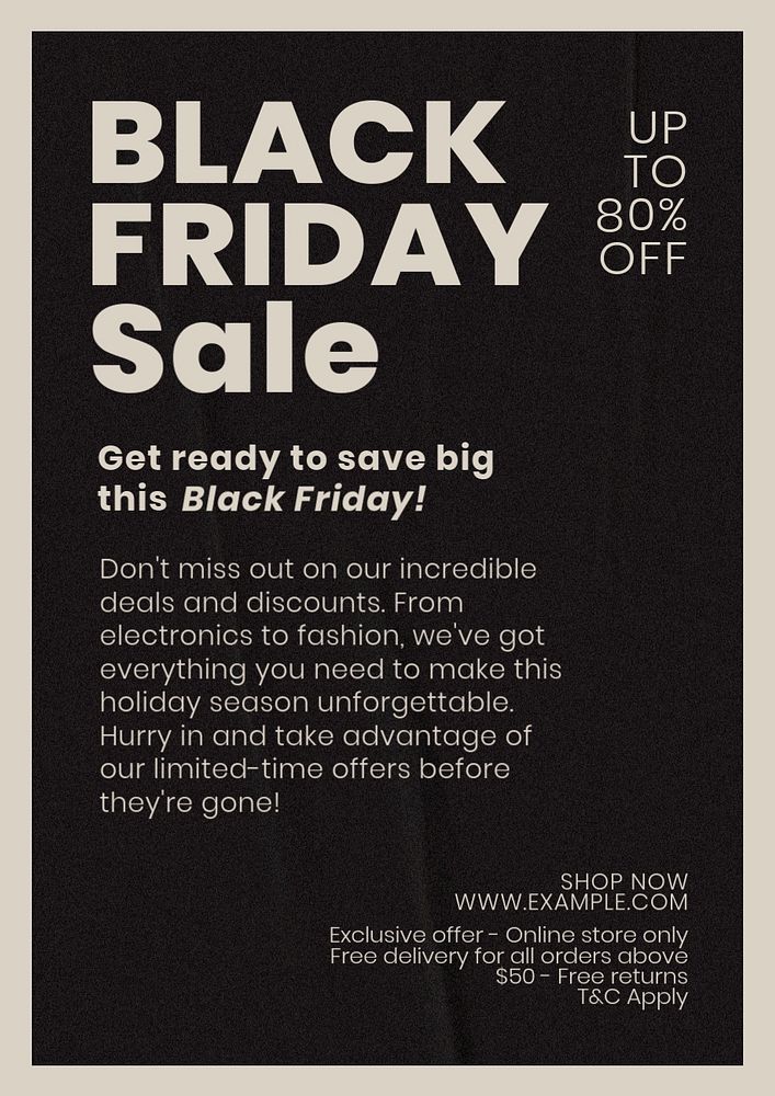 Black friday sale poster template, editable text and design