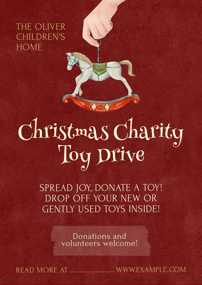 Christmas toy drive poster template, editable text and design