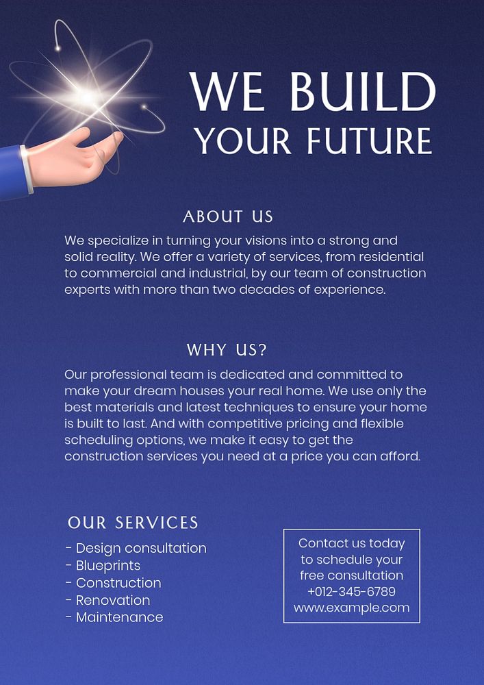 We build your future poster template, editable text and design