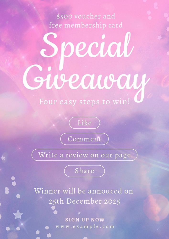 Special giveaway poster template, editable text and design