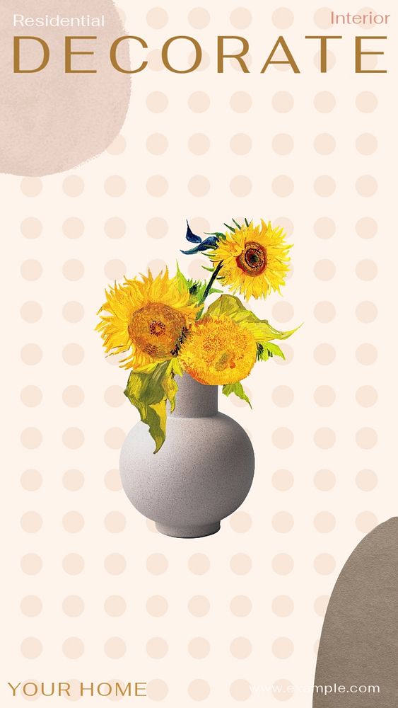 Sunflower vase Instagram story template, Van Gogh's famous artwork, remixed by rawpixel