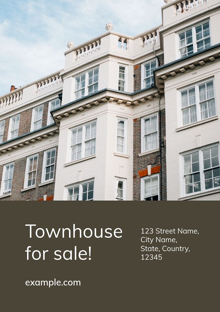 Townhouse poster template, editable text