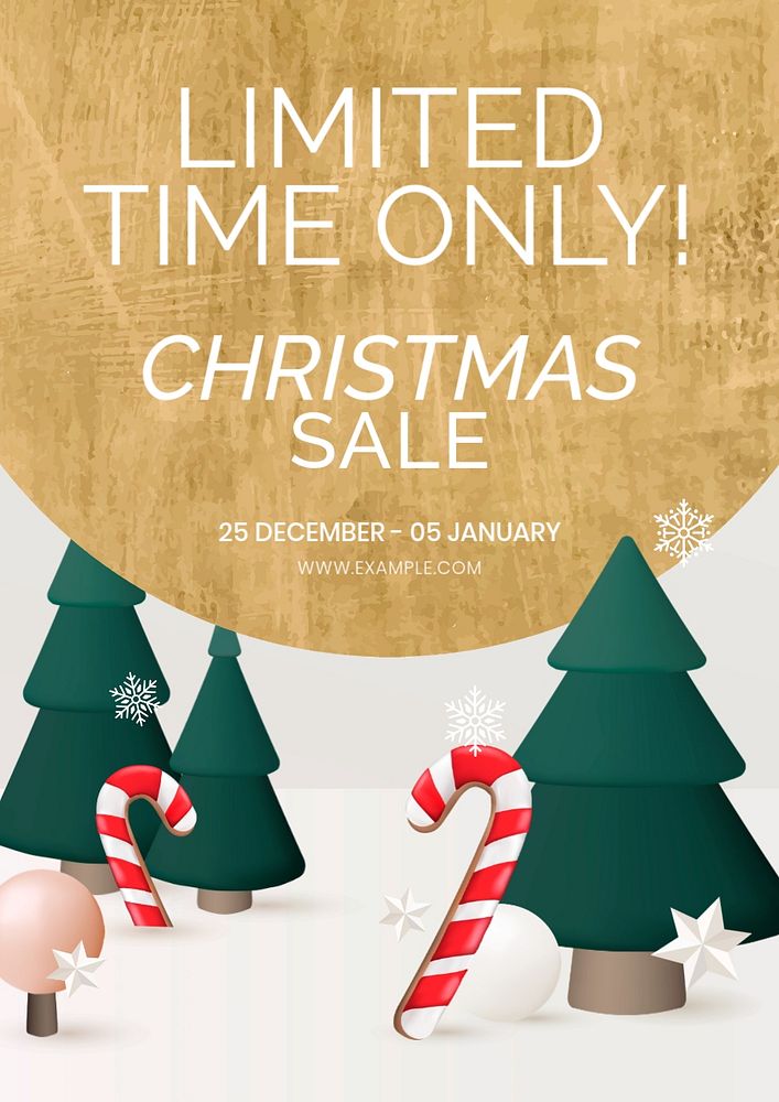 Christmas sale 3D poster template, editable design