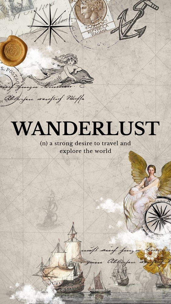 Wanderlust Instagram story template, Ephemera design 