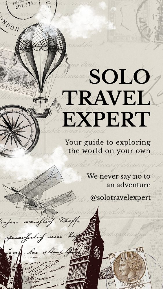 Solo travel Facebook story template, editable Ephemera