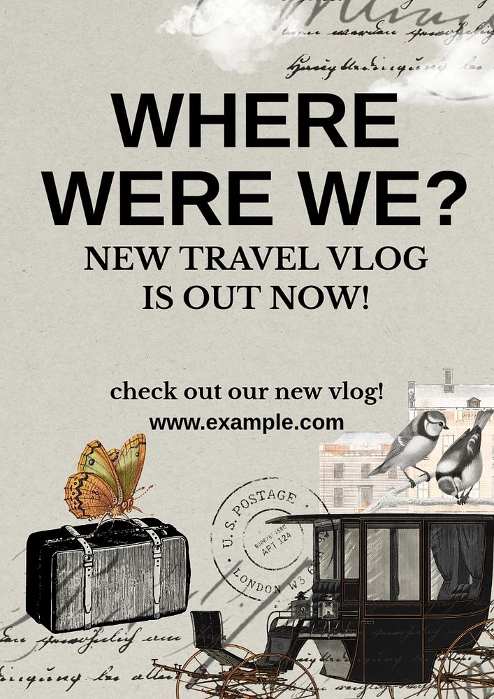 Travel Ephemera poster template, vintage design