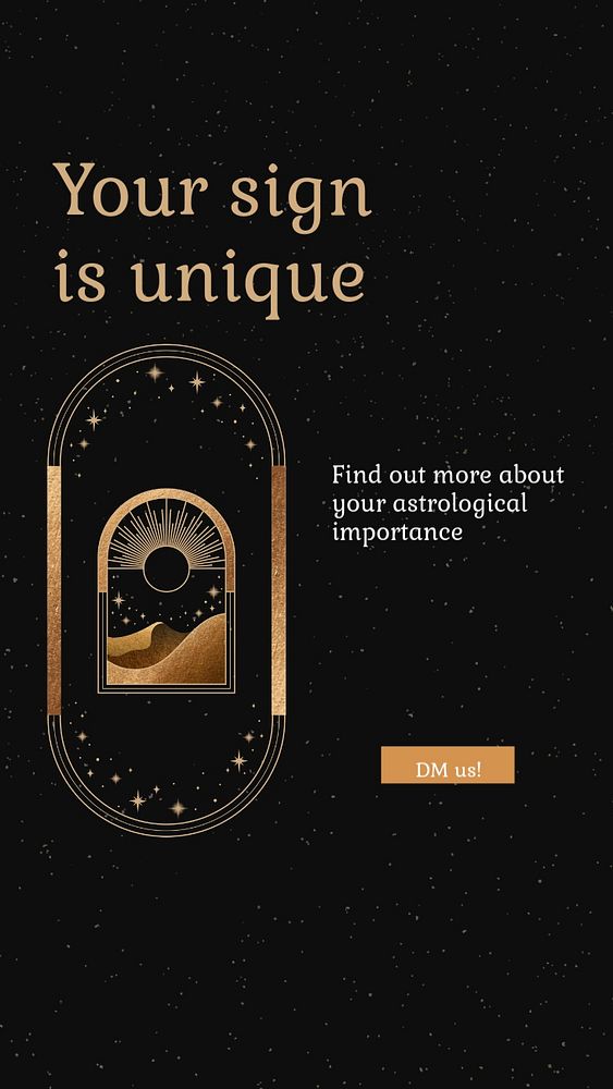 Aesthetic horoscope Facebook story template, black and gold design 