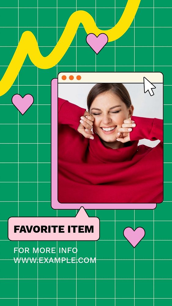 Fashion Instagram story template, retro Memphis style 